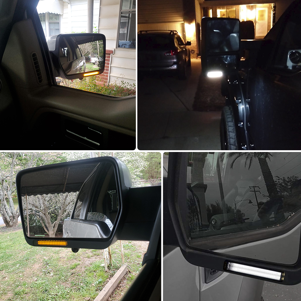 Ford F150 Expedition LEDフラッシュ&DRLサイドバックミラーターンシグナルランニングライト（スモークレンズ）